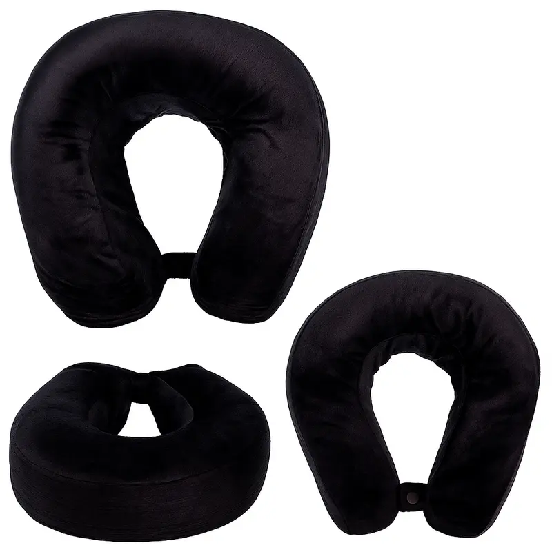 Ergonomic Travel Neck Pillow - Soft Memory Foam, Portable U-Shape Design with Snap Closure, Lightweight for Airplane, Car, & Home - Available in Black, Red, Blue, and Grey 6