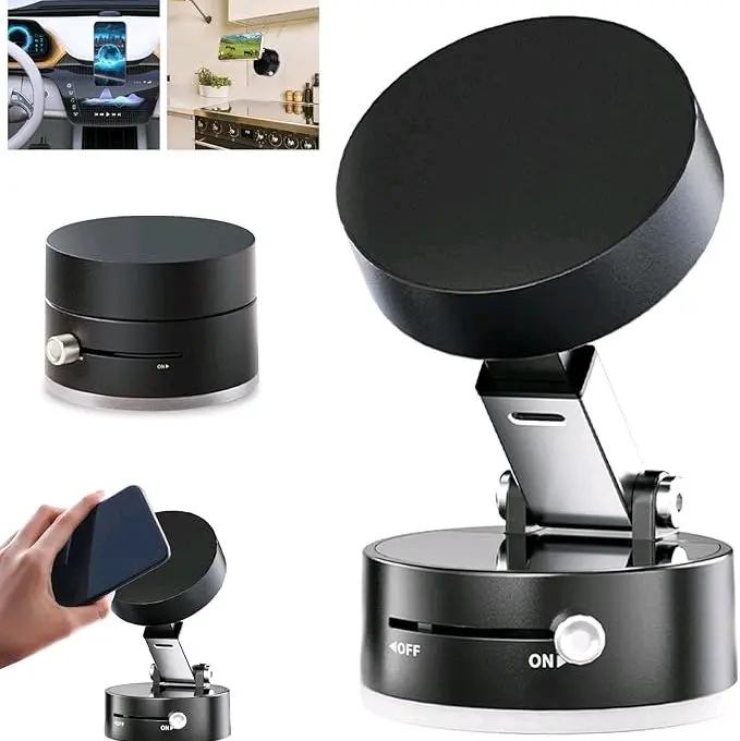 Vacuum Attraction Car Mount, Adjustable Dashboard Phone cradle,  Portable Magnetic Car Phone Holder, Magnetic Vacuum Mobile Phone Holder for Car, Universal Car Interior Accessories for Car,and Outdoor Activities, Cellphone Smartphone Stand,