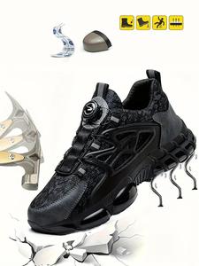 Men's Lace Up Automatic Buckle Free Safety Shoes, Steel Toe Shoes, Sports Shoes for Boy, Casual Comfort Breathable Anti-smash Anti-puncture Work Shoes, Fashion Runner Training Shoes for Daily Wear Steel Toe Shoes