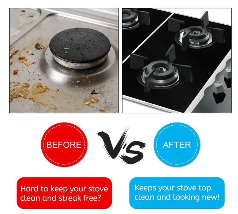 3Pcs Stove Burner Covers, Gas Hob Range Protectors, Reusable Stove Burner Protector Liner, Non-Stick Heat Resistant Stove Top Gas Range Protectors for for Fast Kitchen Cleaning 5