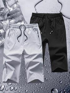 Men's Letter Print Breathable Quick Drying Shorts, Casual Comfy Loose Fit Shorts for Summer, Men's Bottoms for Daily Wear