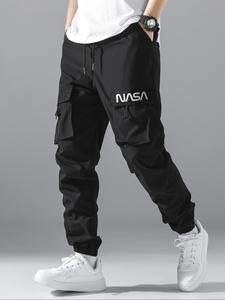 Men's Regular Fit Pocket Cargo Pants, Casual Streetwear Trousers for Outdoor Sports, Men's Bottoms for All Seasons