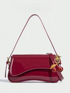 Women's Solid Color Shoulder Bag, Fashionable PU Leather Crossbody Bag for Daily Used, Casual Trendy Versatile High-quality Daily Commuting Bag, Portable Shoulder Bag