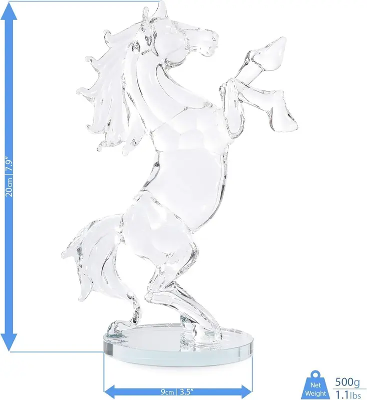 SEGOY Horse Ornament, 20cm, Transparent, Oval Base, Home Decor Gift 1