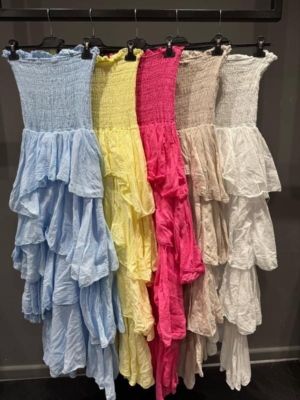 Boob Tube Maxi Ruffle Dress - (UK Size 6-12) Summer Dress ,Women Daily Dress ,Women Summer Wear Comfort 1