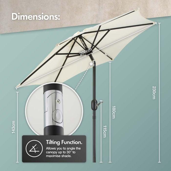 VonHaus Ivory Cream 2m Steel Garden Parasol【UK SELLER】 6