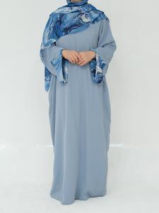 Women's Tie Dye Long Sleeve Dress with Hijab, Modest Casual Long Dress for Daily Wear, Ladies Islamic Clothing for All Seasons