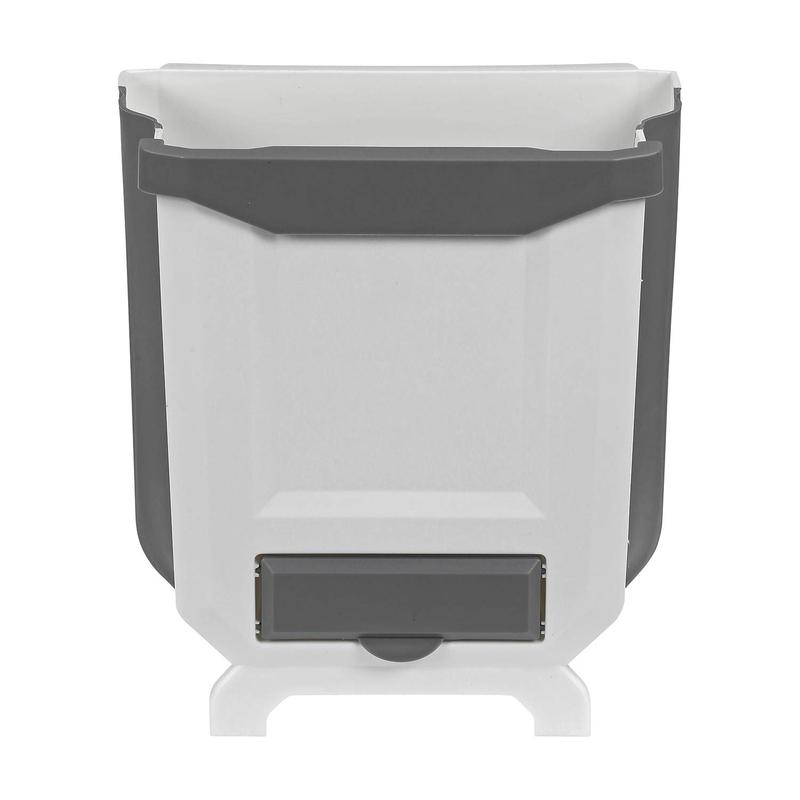 Folding Hanging Trash Can, Collapsible Home Recycle Trash Cans 9 litre Waste Bins Gabage Storage For Home Kitchen Cabinet Bathroom Car Office, White/Grey 3