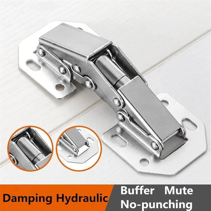 90 Degree Steel Cabinet Hinges No-Drilling HoleHydraulic Buffer Hinge Kitchen Cabinet Cupboard Hinges Furniture Hardware 1