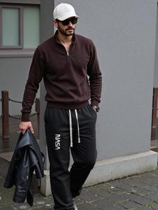 Men's Slogan Print Drawstring Waist Sweatpants, Regular Fit Casual Street Comfy Jogger Pants for Daily Wear, Men's Trousers for All Seasons