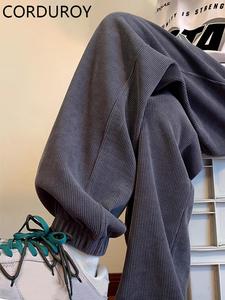 Men's Solid Color Drawstring Waist Corduroy Pants, Loose Casual Comfy Pocket Jogger Pants for Fall & Winter, Men's All-Match Bottoms for Daily Wear