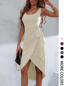 Women's Plain Dress, Casual Sleeveless Dress for Summer, Women's Clothing for Daily Wear, Womenswear