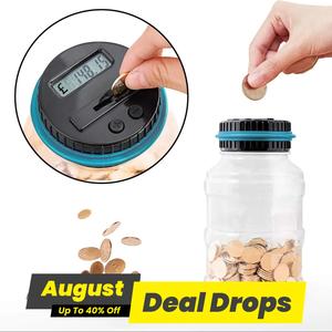 Transparent Smart Counting Money Jar, 1 Count Battery Powered LCD Display Money Jar without Battery, Coin Saving Box, Home Decor for Living Room Bedroom, Digital Piggy Bank, Room Decor