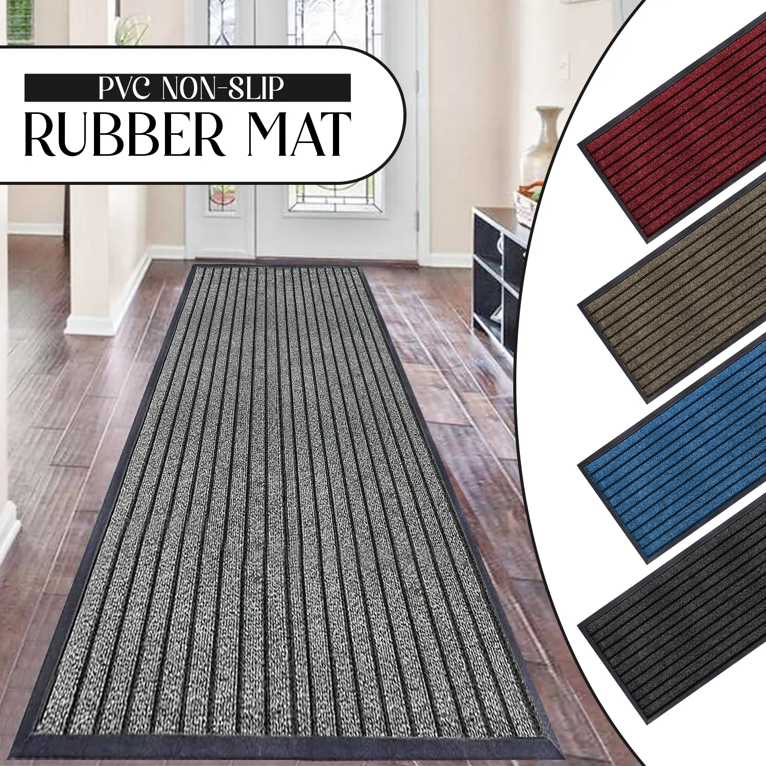 Door Mat Indoor & Outdoor,  Strong PVC Rubber Backed Floor Mats, Anti Slip Washable Runner Rug for Hallways ,Heavy Duty Rubber Door Mats, Dirt Trapper  Shoes Scraper Super Absorbent Front Doormats,Floor Mats Kitchen Rugs Dirt Trapper