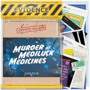 Cryptic Killers Unsolved Murder Mystery Game - Murder at MediLuck Medicines