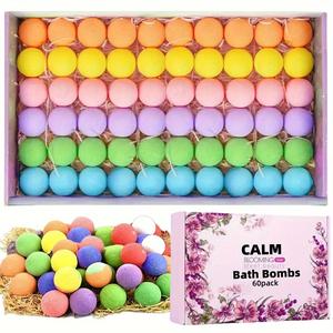 Mini Bath Bombs, 60pcs/box Colorful & Long Lasting Fragrance Bath Bombs, Body Wash & Soap for Travel, Gift for Women & Men