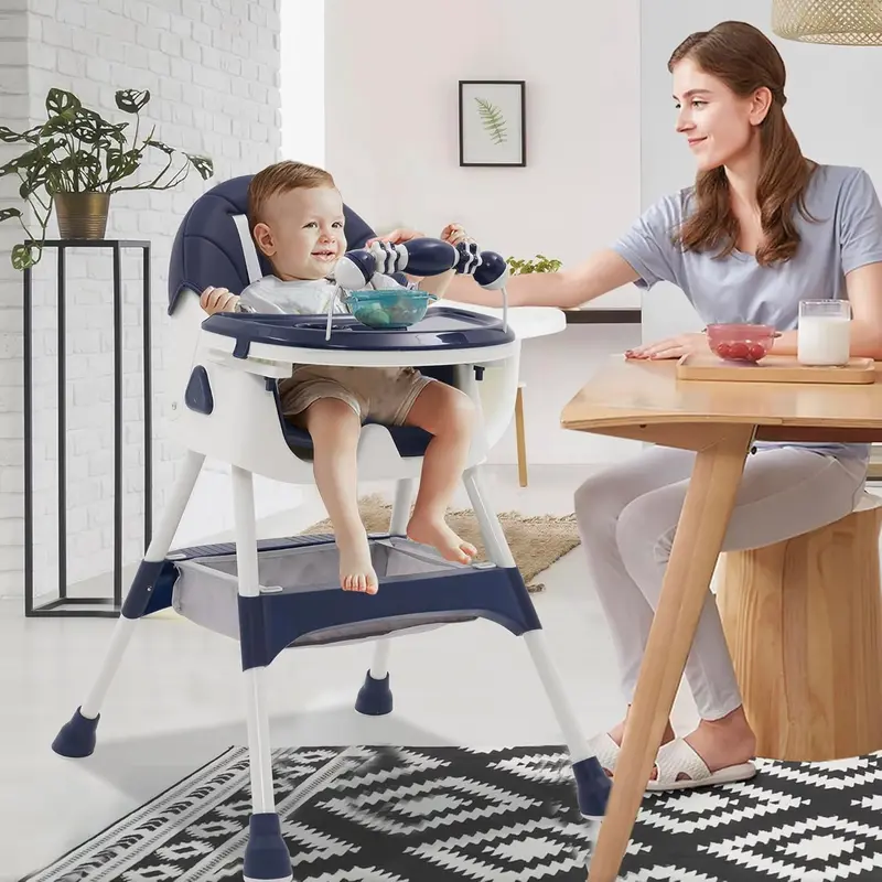 3-in-1 Baby High Chair with Playstand Children's Highchairs with Removable Tray Adjustable Folding Sate with Reclining Function Combination, Adjustable Foldable Baby Chairs (from 6 Months) 0