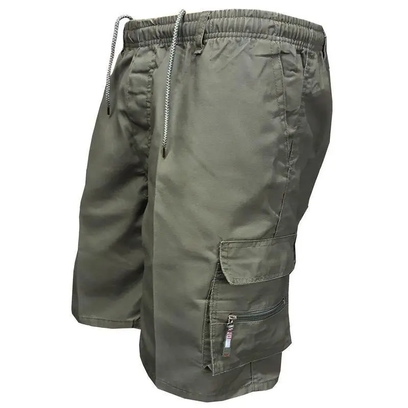 Men's Solid Color & Camouflage Cargo Drawstring Shorts – Loose Fit Casual Waist Trousers with Pockets, Simple Style, Comfy and Practical, Ideal for Spring Summer Outdoor Fitness, Hiking, Travel, and Casual Wear Mens Daily Wear. Confortable Plain Menswear 2