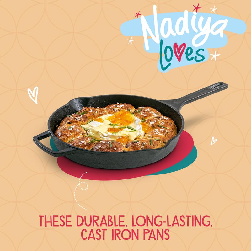Nadiya Hussain 25cm Cast Iron Skillet Pan - Oven and BBQ Safe Cookware, With Sturdy Thin Handle 1