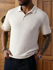Men's Regular Fit Solid Color Pique Polo Shirt, Casual Short Sleeve Collared Top for Summer, Fashion Men's Clothes for Daily Wear