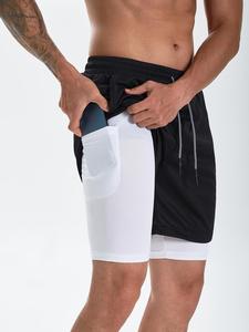 Men's 2 in 1 Drawstring Shorts, Casual Shorts with Towel Loop & Phone Pockets, Summer Clothes, Going Out Outfit, Quick Dry Shorts, Athletic Bottoms, Summer Sports Shorts, Streetwear Sports Shorts, Running Workout Shorts