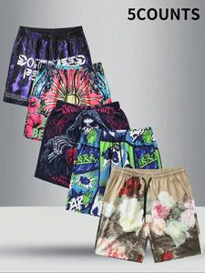 Men's Graphic Print   Shorts, Casual Comfy Breathable Shorts for Daily Wear, Men's Shorts for Summer