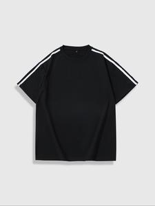 Men's Regular Fit Patchwork Striped Print Tee, Casual Short Sleeve Round Neck T-shirt for Summer, Fashion Men's Top for Daily Wear, Tropical