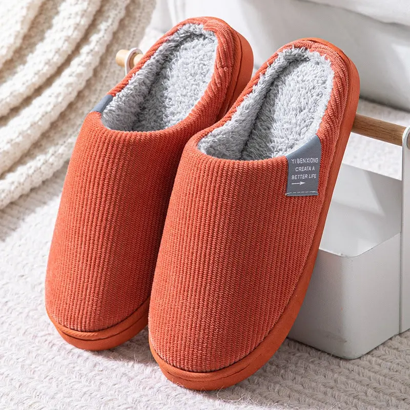 Cotton slippers women's winter non-slip plus velvet warm confinement slippers indoor home men's cute plush cotton slippers winter Girl Footwear 4