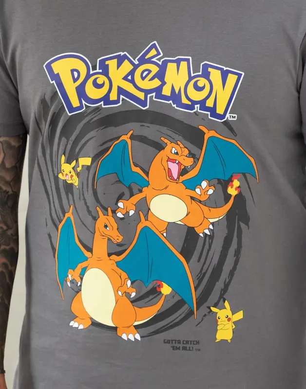 Vanilla Underground x Pokemon Mens Multicoloured Pikachu & Charizard Short Sleeve Long Leg Pyjama Set 2