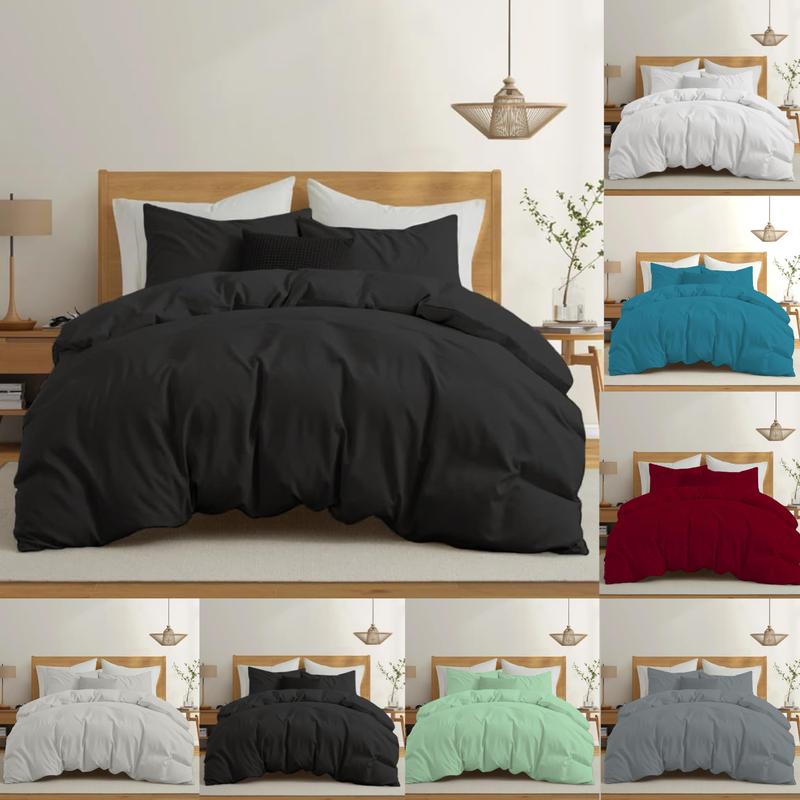 Luxury 100% Egyptian Cotton Duvet Quilt Cover Bedding Sets, Hotel Quality 200 Thread Count Duvet Set with Pillowcases, Super Soft Non-Iron Easy-care Long Staple with Button Closure Machine Washable Duvet Cover Set Single Double King Super King Sizes 0
