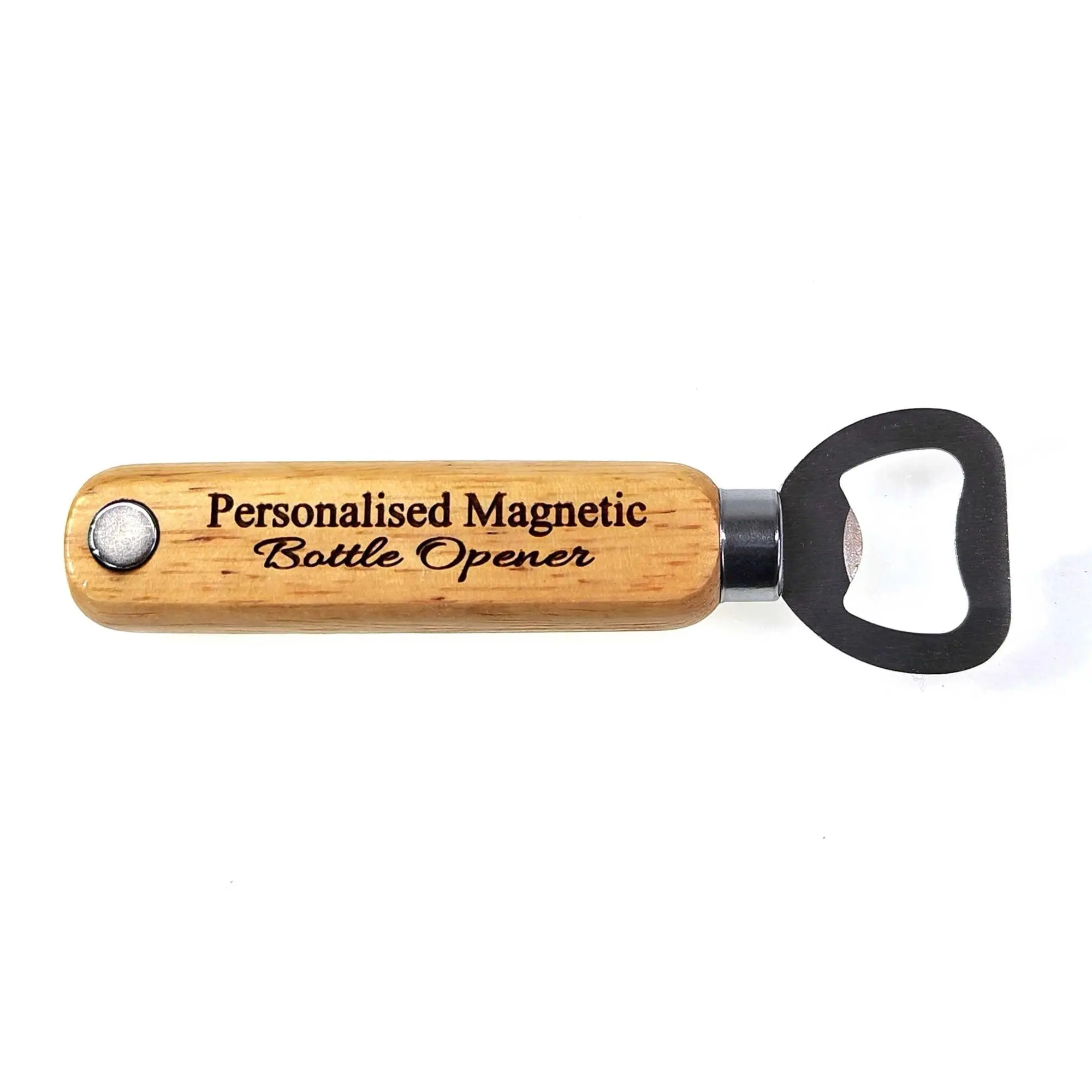 Personalised Engraved Fridge Magnet Beer Bottle Opener with Wood Handle Kitchen Utensils Handy
