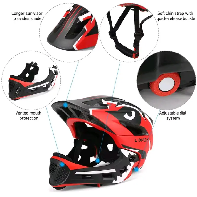 Kids Full Face Helmet for Sports and Safety - Detachable, for Cycle, Skateboarding, and Roller Skating 1