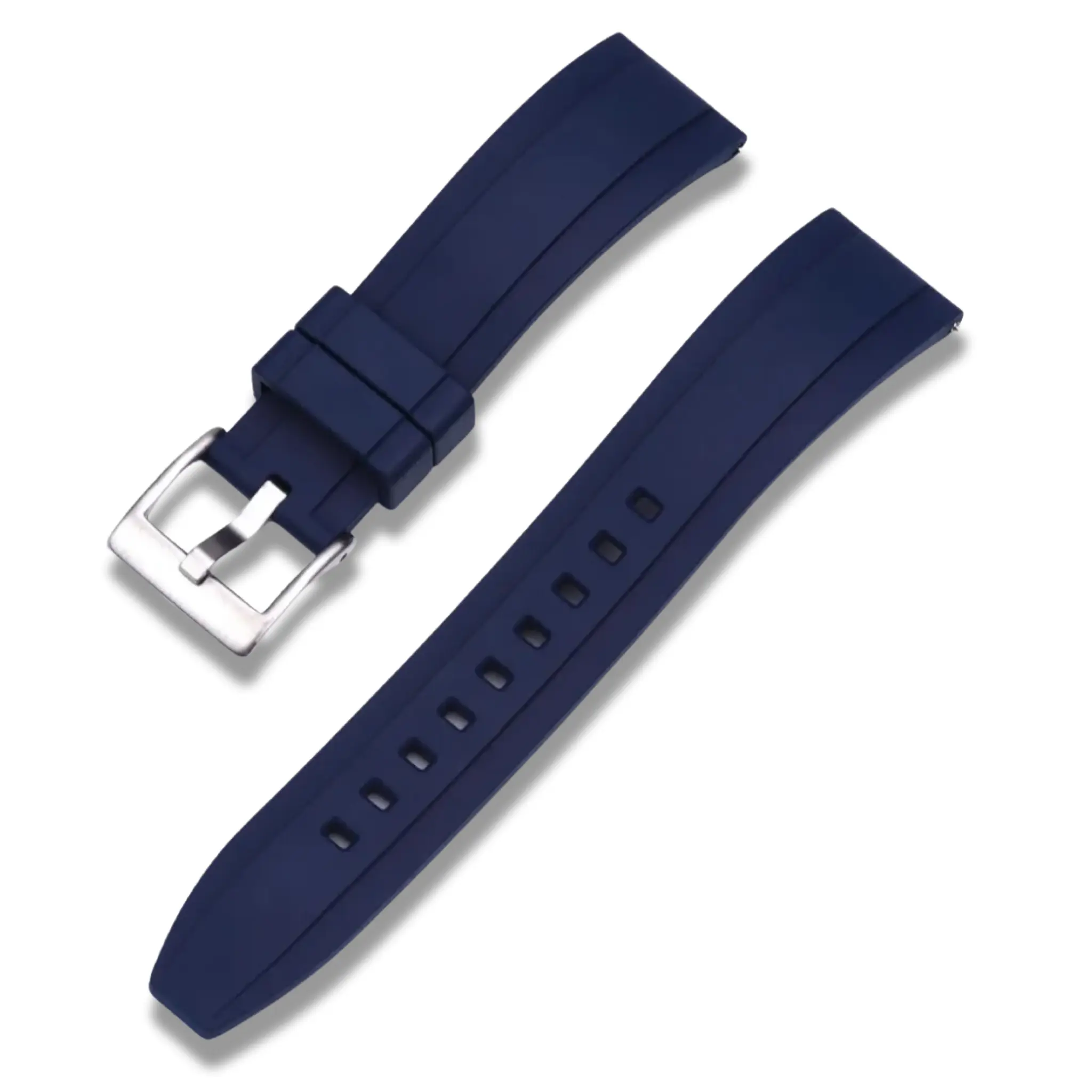 20mm Blue Rubber / Silver Buckle