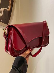 Women's Summer Outfits Plain Color Saddle Everyday Shoulder Bag & Crossbody Bag, Elegant Magnetic Closure Flap Saddle Bag for Daily Use