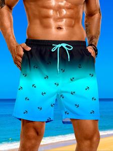Men's Ombre Print Beach Shorts, Casual Comfy Breathable Swimming Shorts for Summer, Men's Swimwear for Beach Vacation, Shorts for Men, Swim Trunks Men, Swim Bottom Swimsuit, Swimtrunks, Activewear, Summer Swim Bottoms