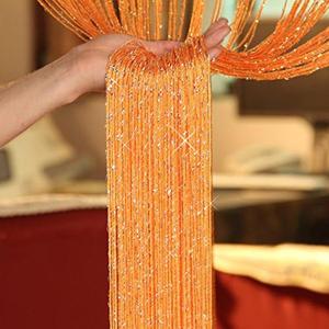 Orange Colorful Door Curtain, Elegant Faux Pearl Decor Curtain, Multifunctional Window Decoration for Home Living Room Bedroom Hotel