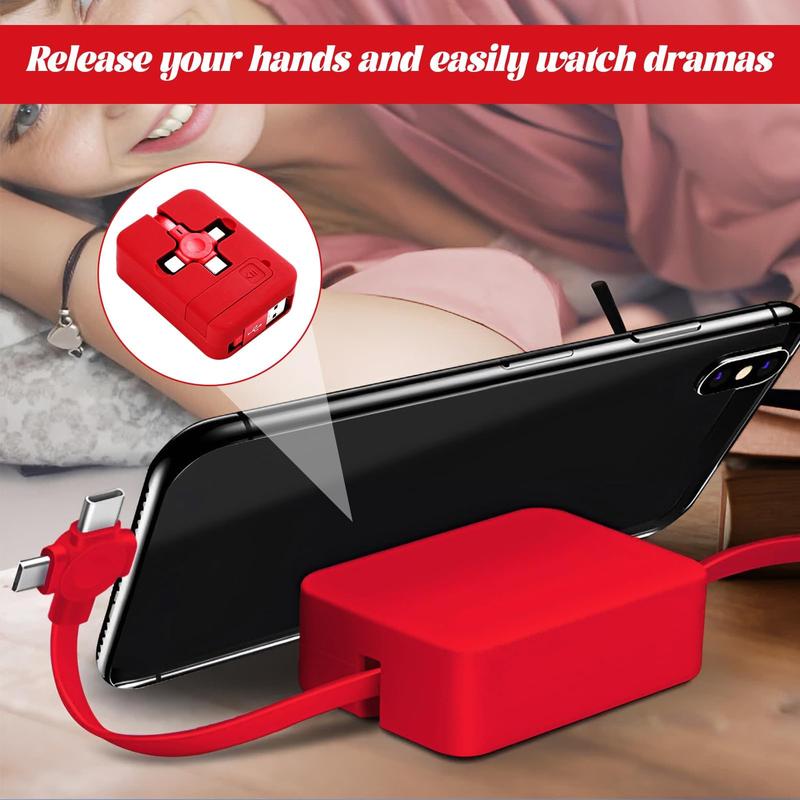 Qianeffort 3A Retractable Phone Charger,Multi Retractable Charger,Retractable Multi Phone Charger USB Cable,3 in 1 Charging Cable Phone Stand for Laptops Tablets Mobile Phones 1