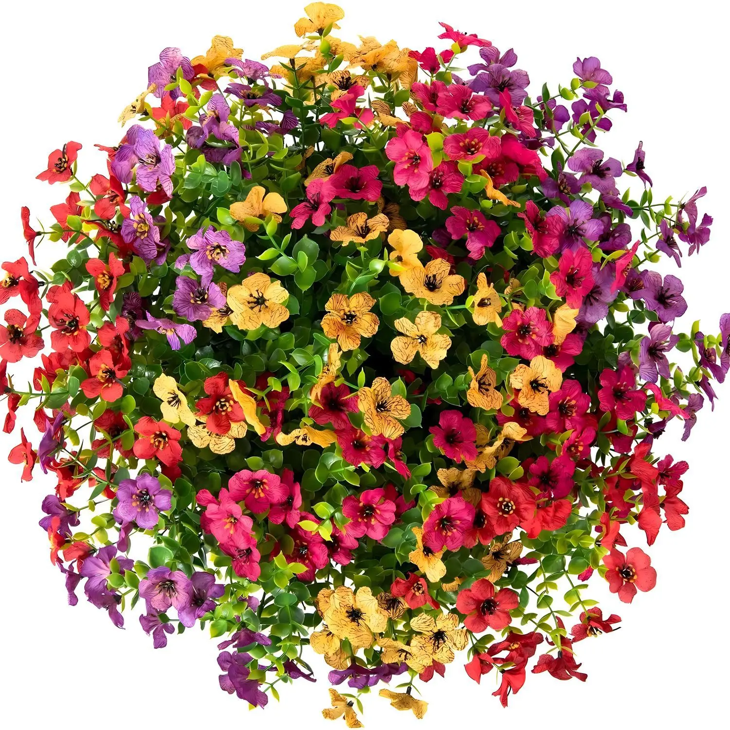 Artificial Fake Plants Flowers for Outdoor Spring Decoration, 12/16 Bundles Faux Silk Colorful Daisy UV Resistant Realistic for Outside Porch Patio Home Yard Garden Planters Pots Window Box(Mix)