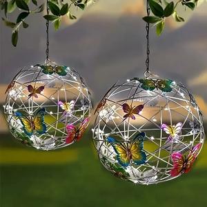Solar Powered Butterfly Design Hanging Light, 1 Count Waterproof Atmosphere Light, Outdoor Decoration Light for Garden, Patio, Yard, Lawn
