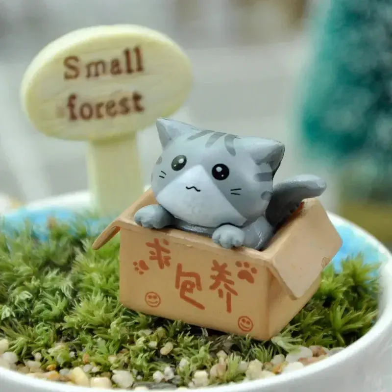 Home Decor Kawaii Mini Cat Ornament Garden kitten statue Gift For Kids Children Baby Room Decoration Toy Miniature Figurines 4