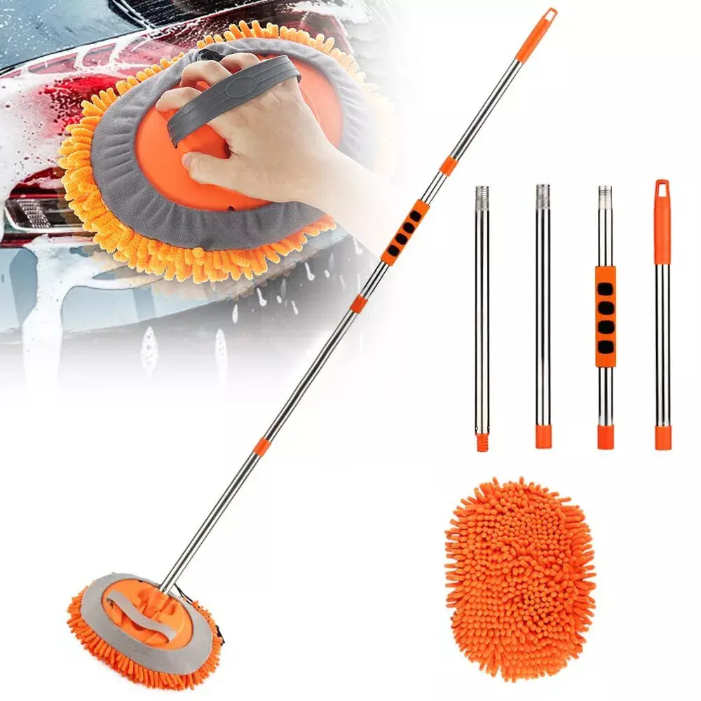 63'' Microfiber Long Handle Mop Car Wash Brush Telescopic Car Cleaning Brush