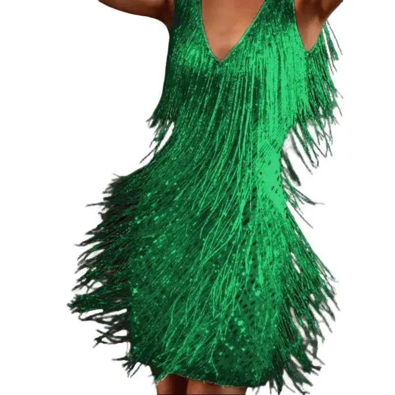 Evening dresses for women 2025 spring, summer and autumn elegant tight sexy club camisole tassel dance mini dress for women