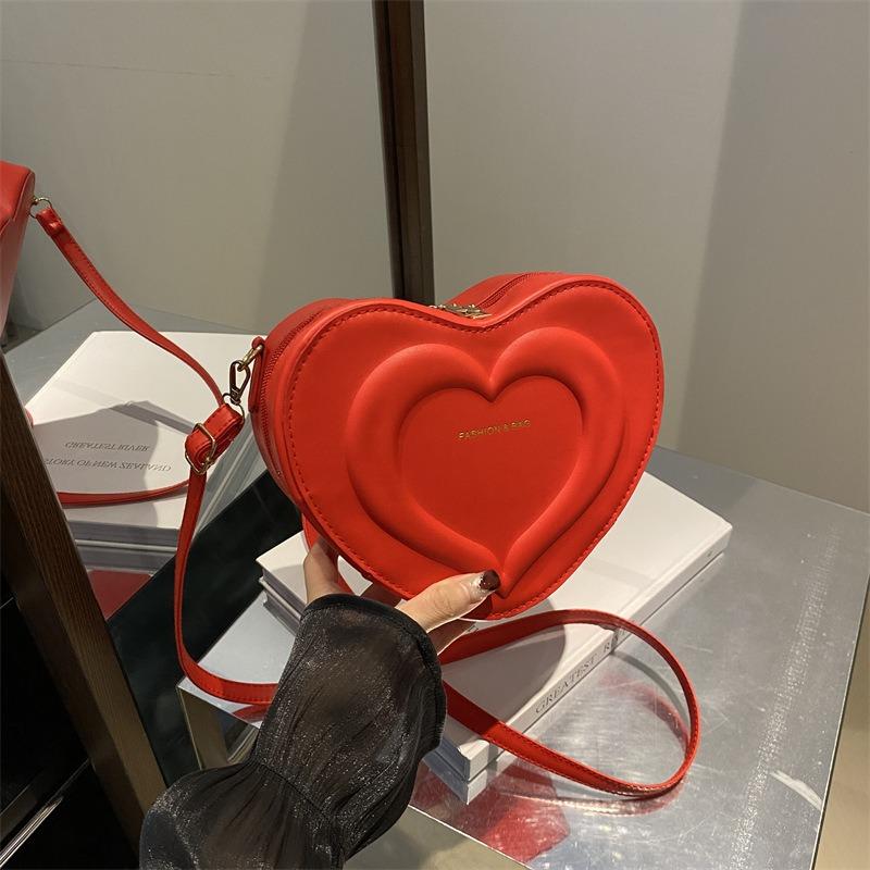 Product Introduction of 2025 New Candy Color Heart Shape Woman's Bags Fashion Korean Style Lady's Shoulder Bags PU Leather Crossbody Bags 2