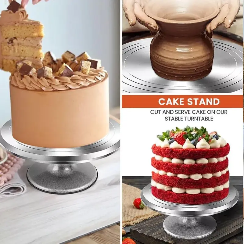 Cake Turntable 12'' Aluminum Cake Revolving Stand Holder Cake Baking Decor Tool Bakeware Utensils 3