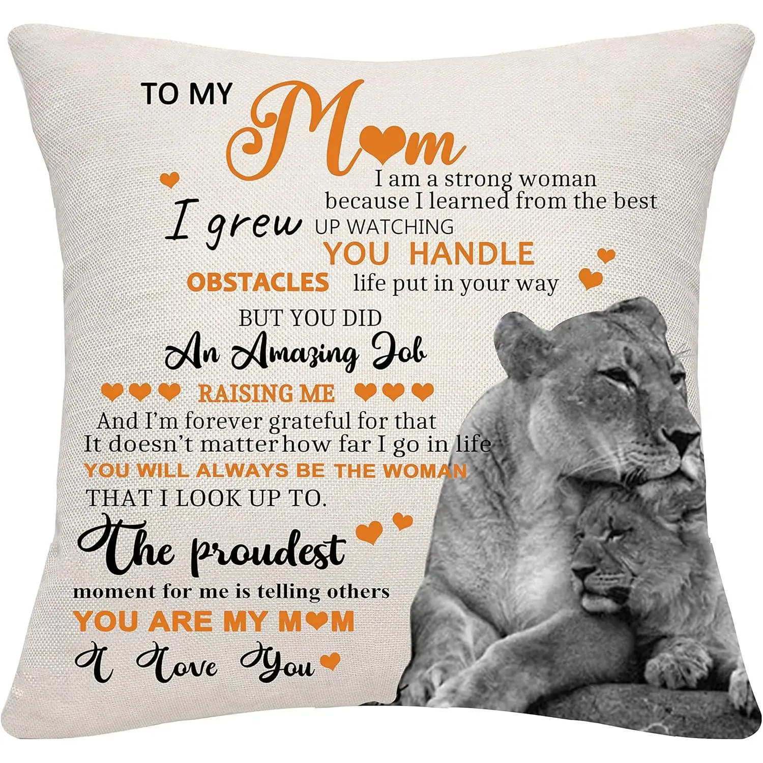 from Daughter Mum Cushion Cover Throw Pillow Cover Pillowcase Mom Mum Birthday Gifts (MUM-A)