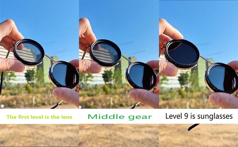Product Introduction of Adjustable Tint Sunglasses, 1-9 Gears Rounded Polarized Glasses with ND Filter Lenses, for Men Beach Shady Fishing Driving 4
