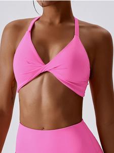 Women's Twist Cut Out Sports Bra, Solid Color Wireless Sports Bra, Summer Outfits 2024, Quick-drying High Stretch Seamless Yoga Bra, Pickleball Tennis Bras, Ladies Sportswear for Indoor Outdoor Wear