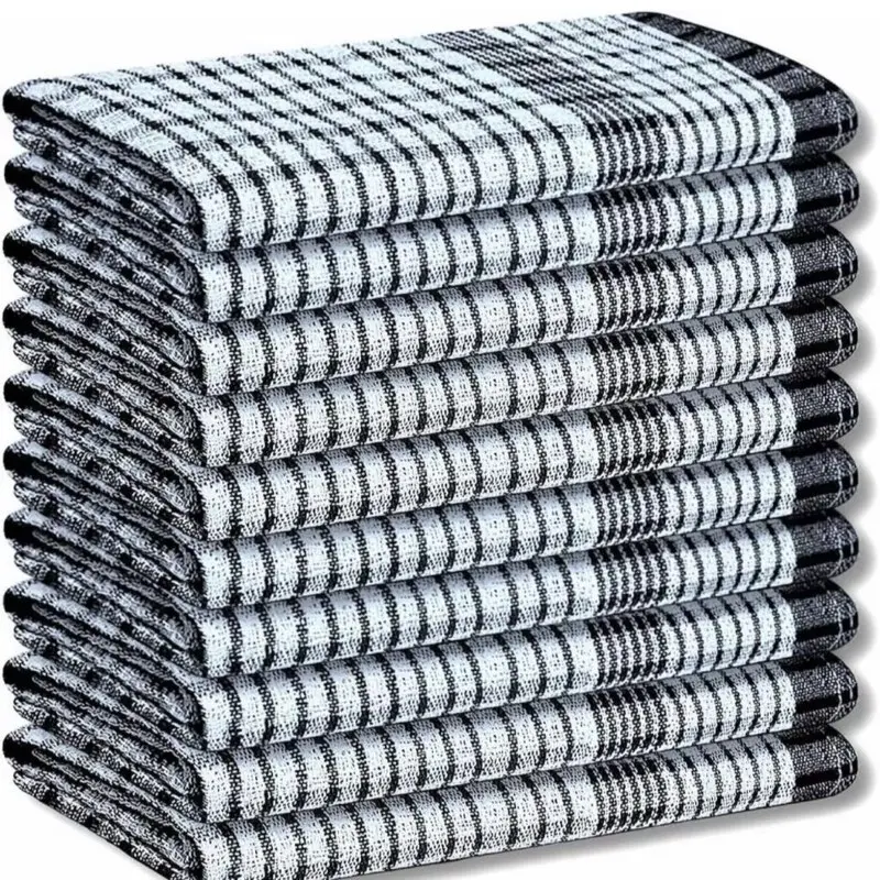Wonderdry Tea Towels Kitchen Pack of 10, Cotton Absorbent Long Lasting Catering Bar Towels Washable Reusable Water Absorbent Kitchen Long-lasting Cleaning Glass Mix 10Ps ( Red +Blue +Green ) 8