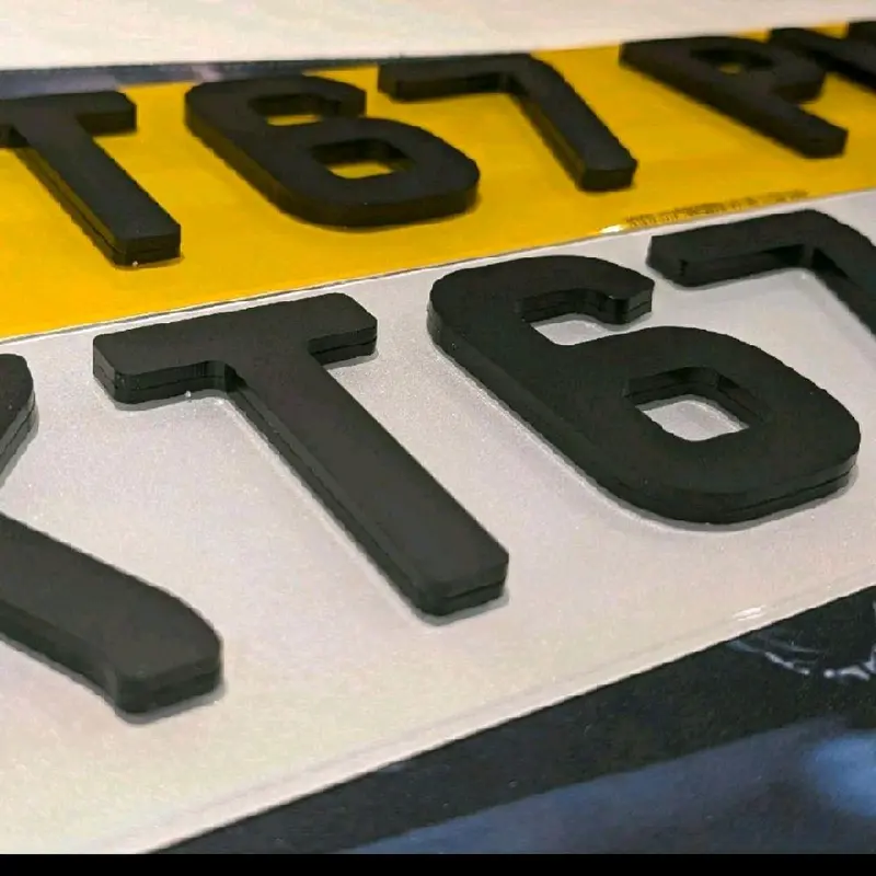 6mm Matte Black 4D Car Number Plates 3
