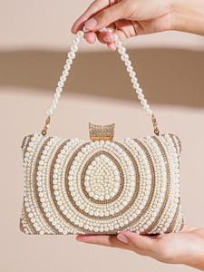 Women's Summer Faux Pearl Decorated Strap Evening Bag, 2025 New Trendy Bling Rhinestone Decorated Crossbody Bag for Party Wedding, Elegant Stylish Purse, Purses